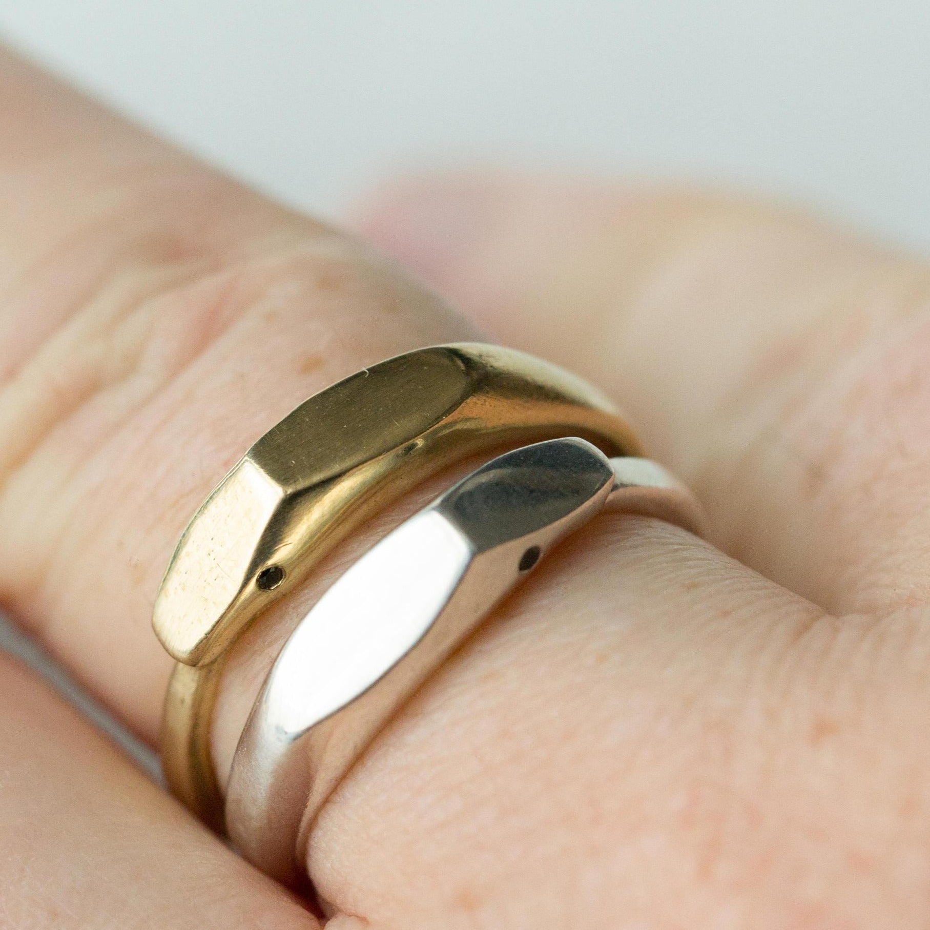 archive | Size 7.25 | Gender Neutral Ouroboros Ring || black diamonds - 12th HOUSE