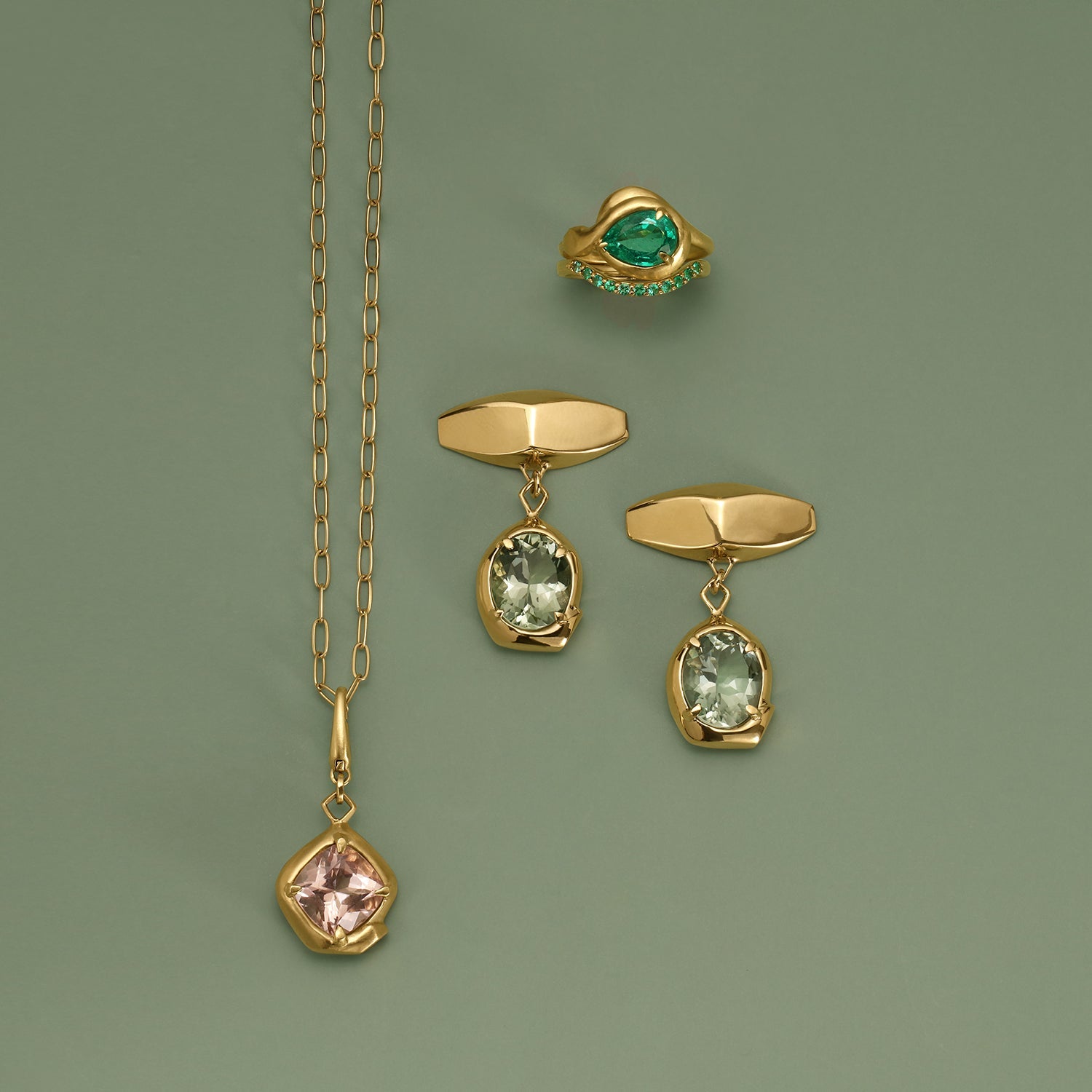 Prasiolite Ouroboros Earrings - 12th HOUSE