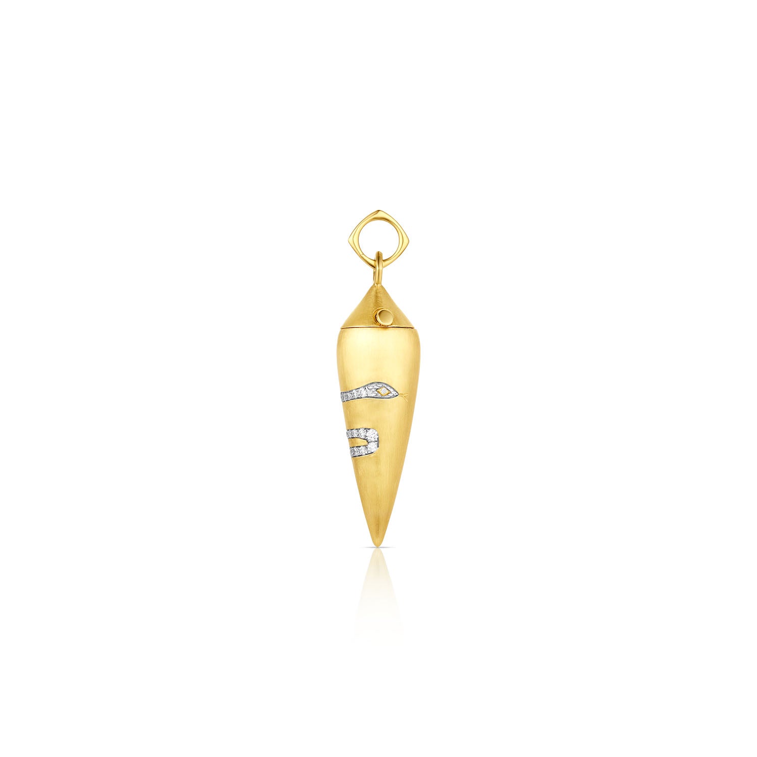 The Aeon Pendulum, an 18k gold locket vessel circled by a diamond serpent