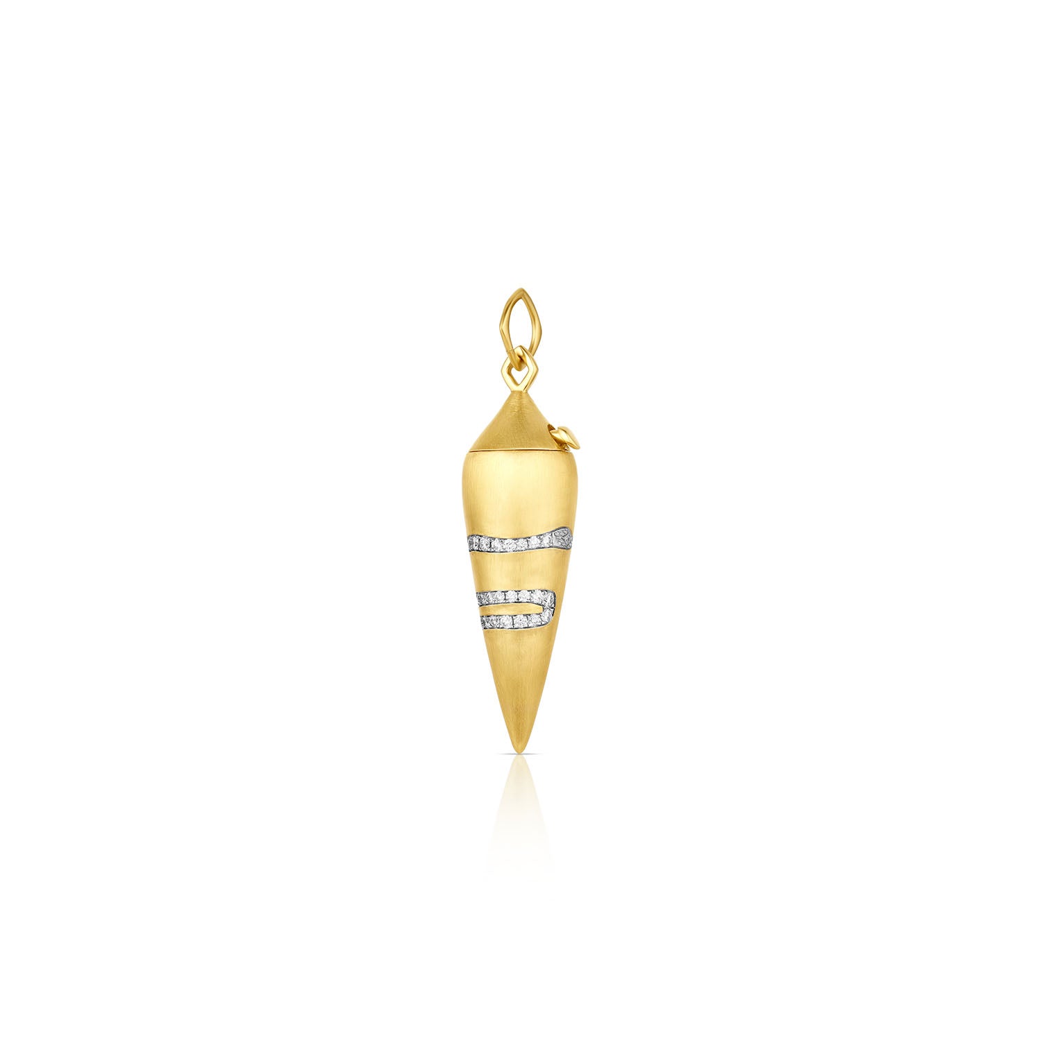The Aeon Pendulum, an 18k gold locket vessel circled by a diamond serpent