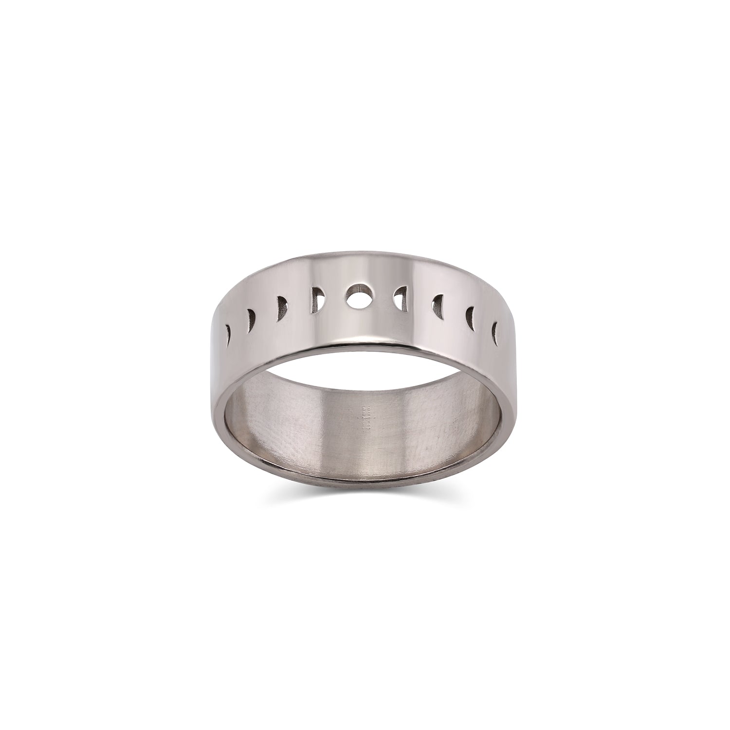 Eclipse Moon phase ring | gender neutral wide band | 18k palladium - 12th HOUSE