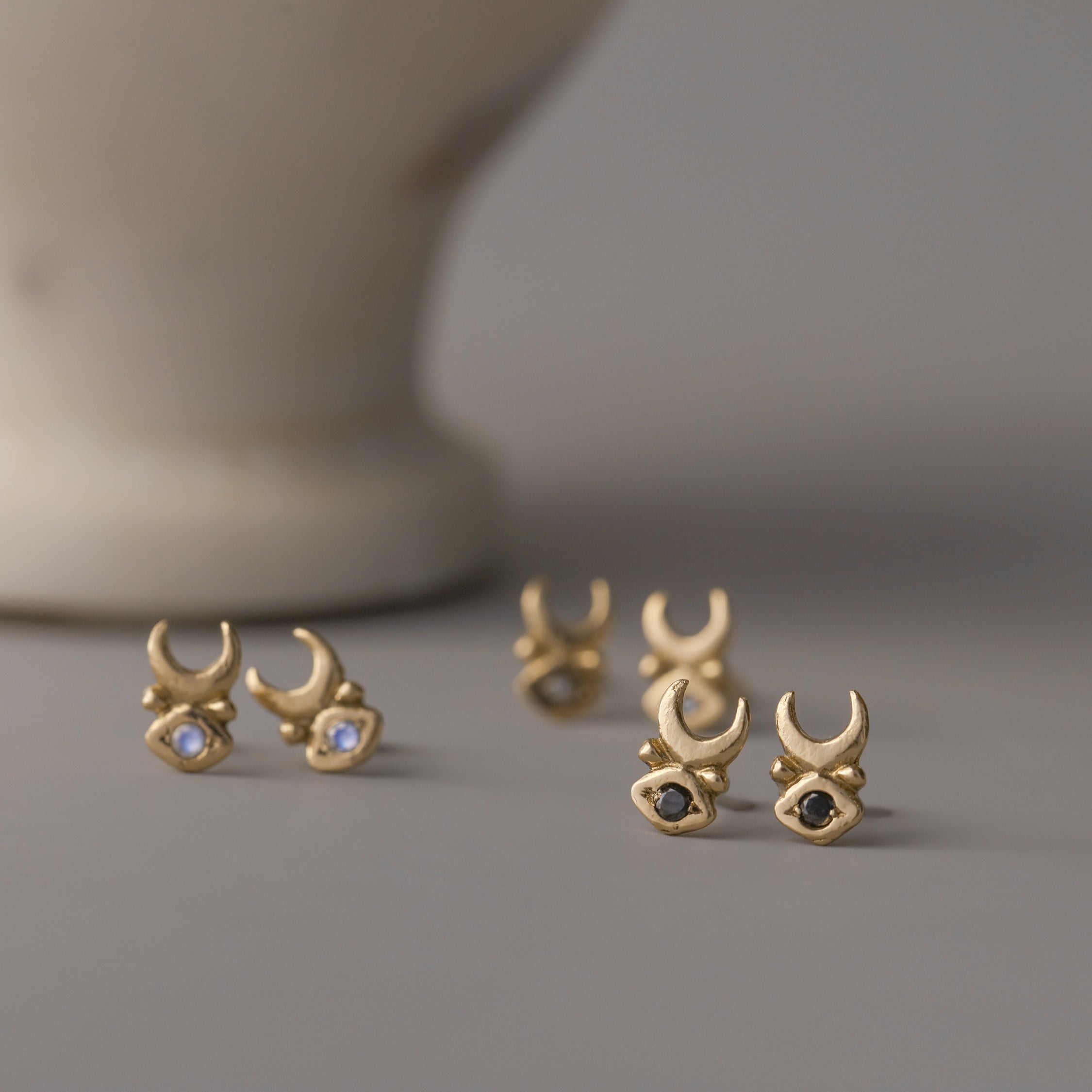 Inanna Studs with black diamonds - 12th HOUSE