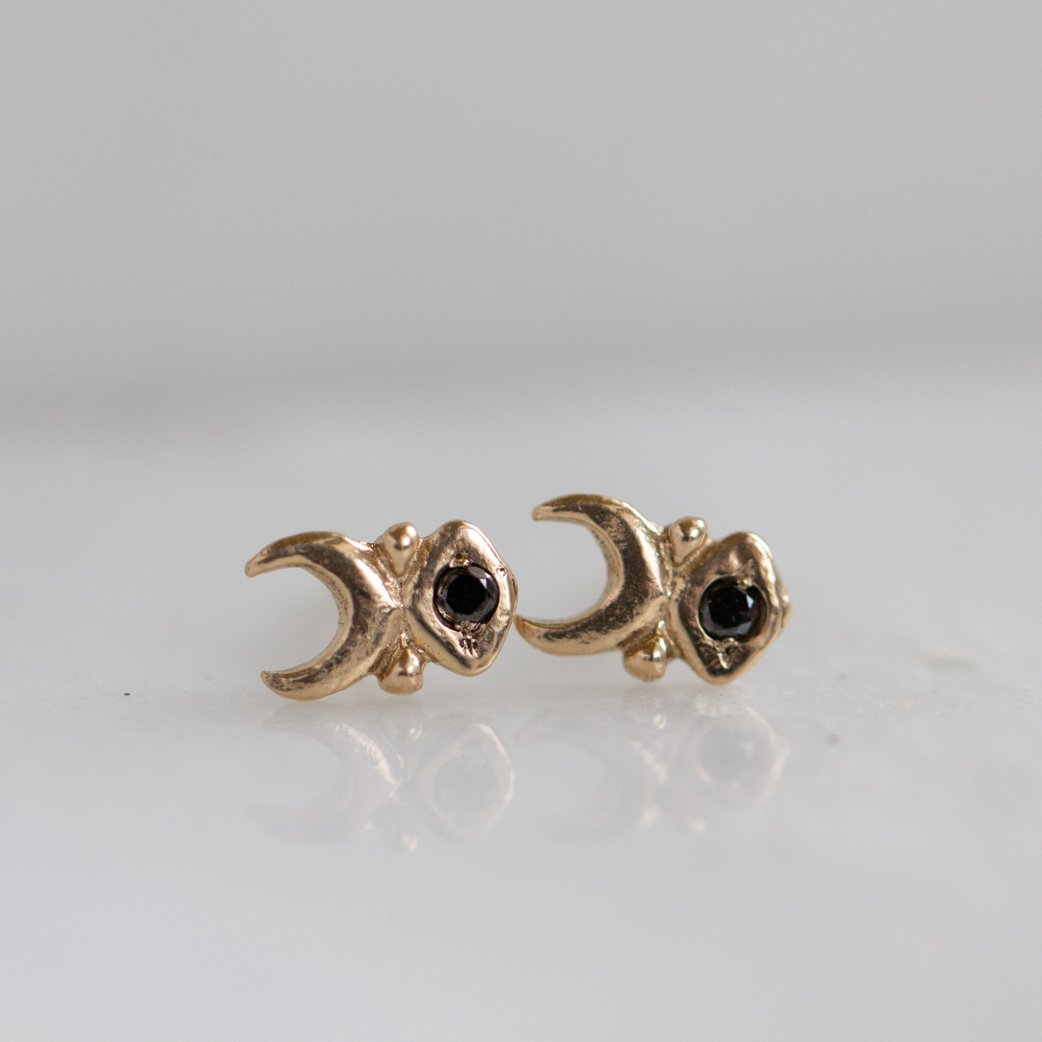 Inanna Studs with black diamonds - 12th HOUSE