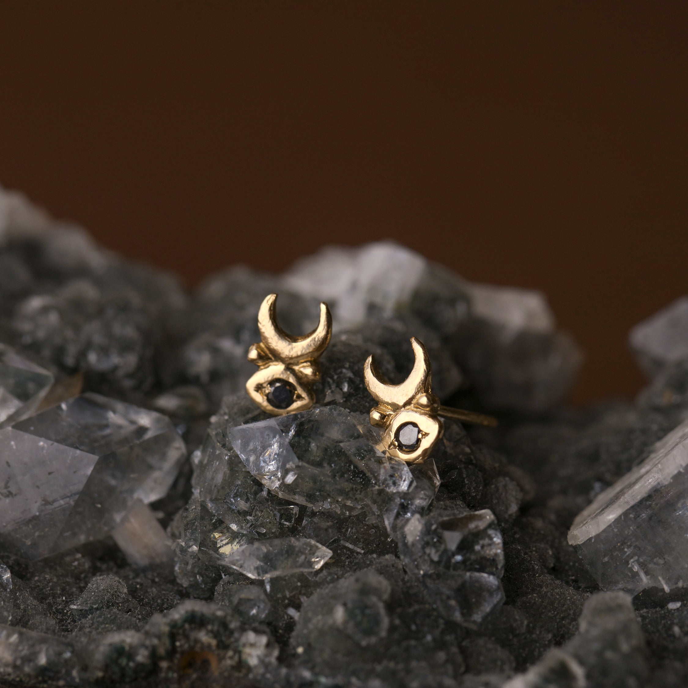 Inanna Studs with black diamonds - 12th HOUSE