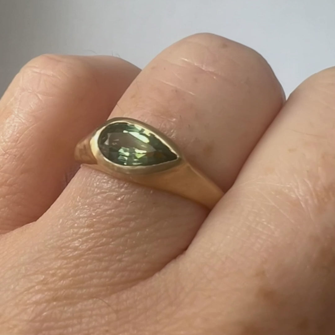 teal sapphire signet ring | portal capsule collection