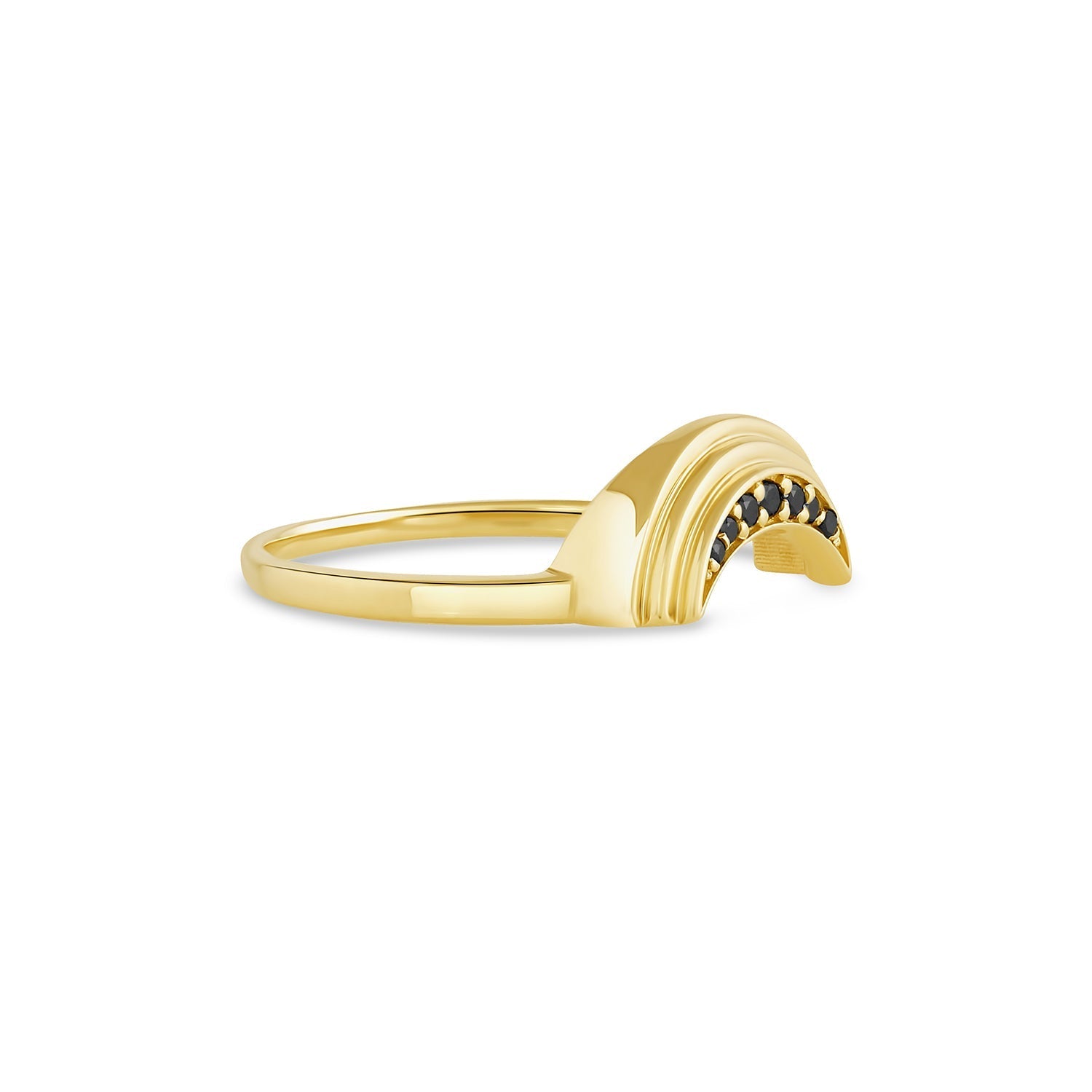 Radiant crescent moon contour ring | black diamonds - 12th HOUSE