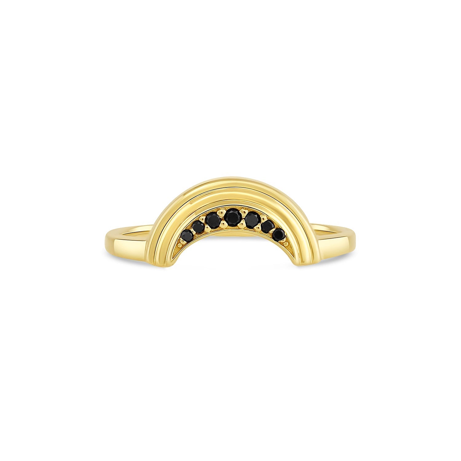 Radiant crescent moon contour ring | black diamonds - 12th HOUSE