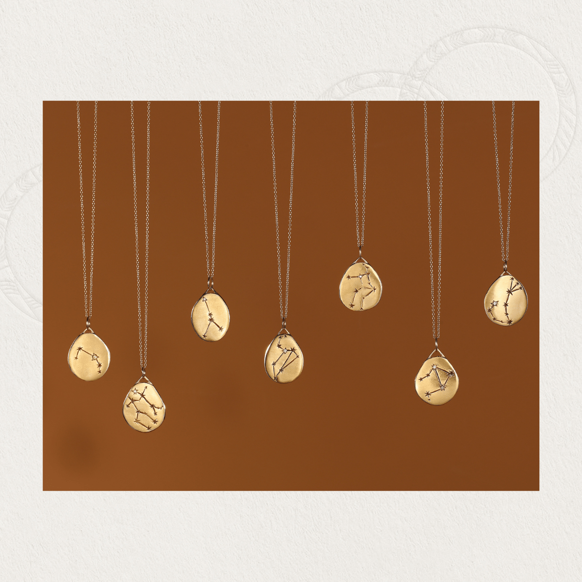 zodiac charm necklaces 14k gold charms on chains editorial image