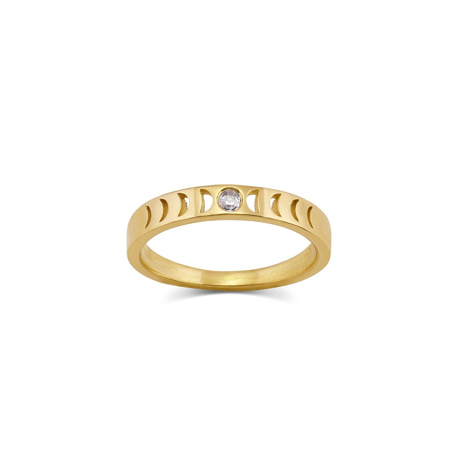 Moon Phase Rings moon phase rings > stacking rings > wedding bands > gender neutral bands > rose cut diamond ring > promise rings >lunar phase ring > moon ring > phases of the moon ring 14k yellow gold / 3 Original Moon Phase Ring | Rose Cut Diamond
