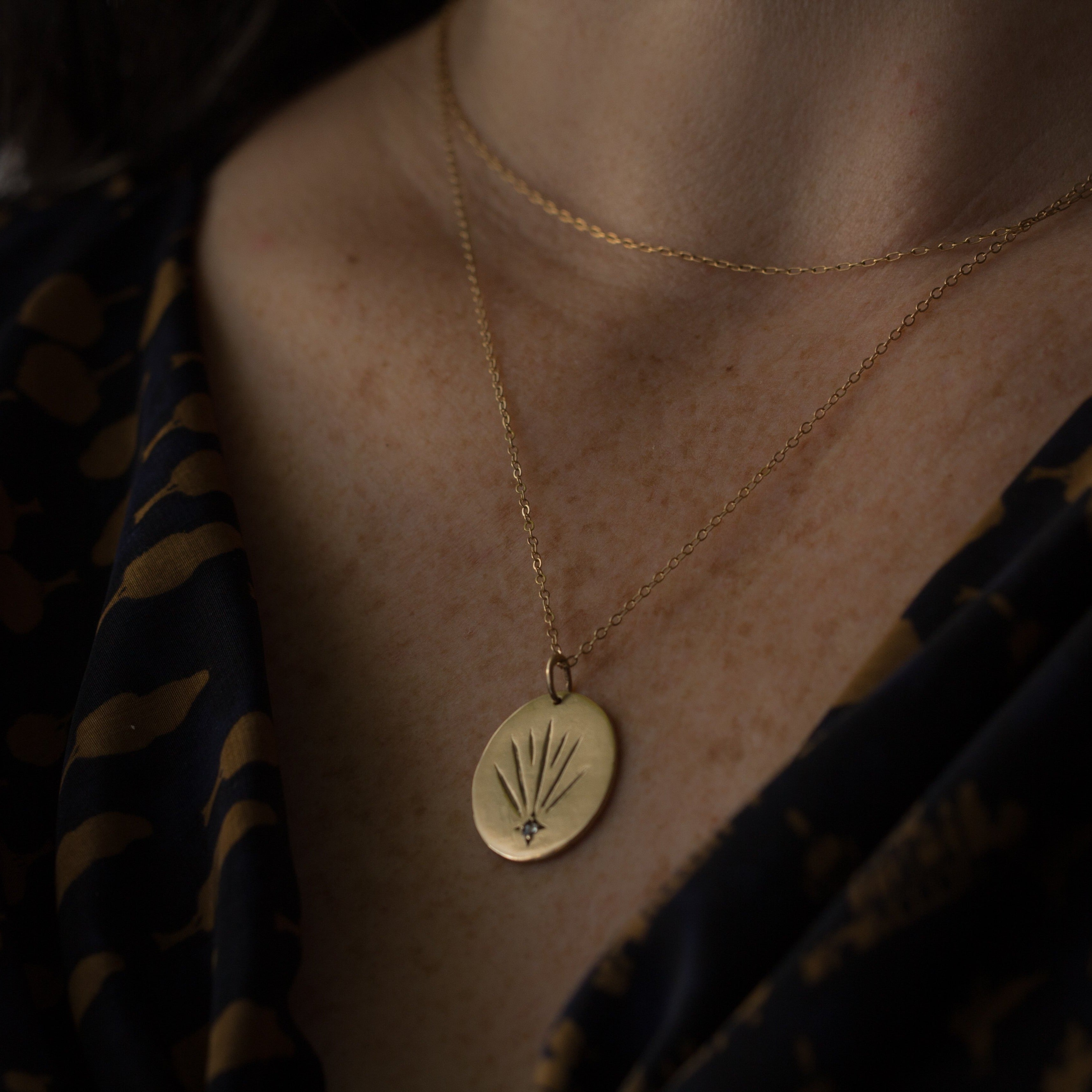 holiday gift ideas, manifestor necklace, manifesting, manifestation, solid 14k gold necklace, pendant necklace, gold chain, 12th house jewelry, wear with love, ethically sourced, kelly star lannen, handmade in NYC