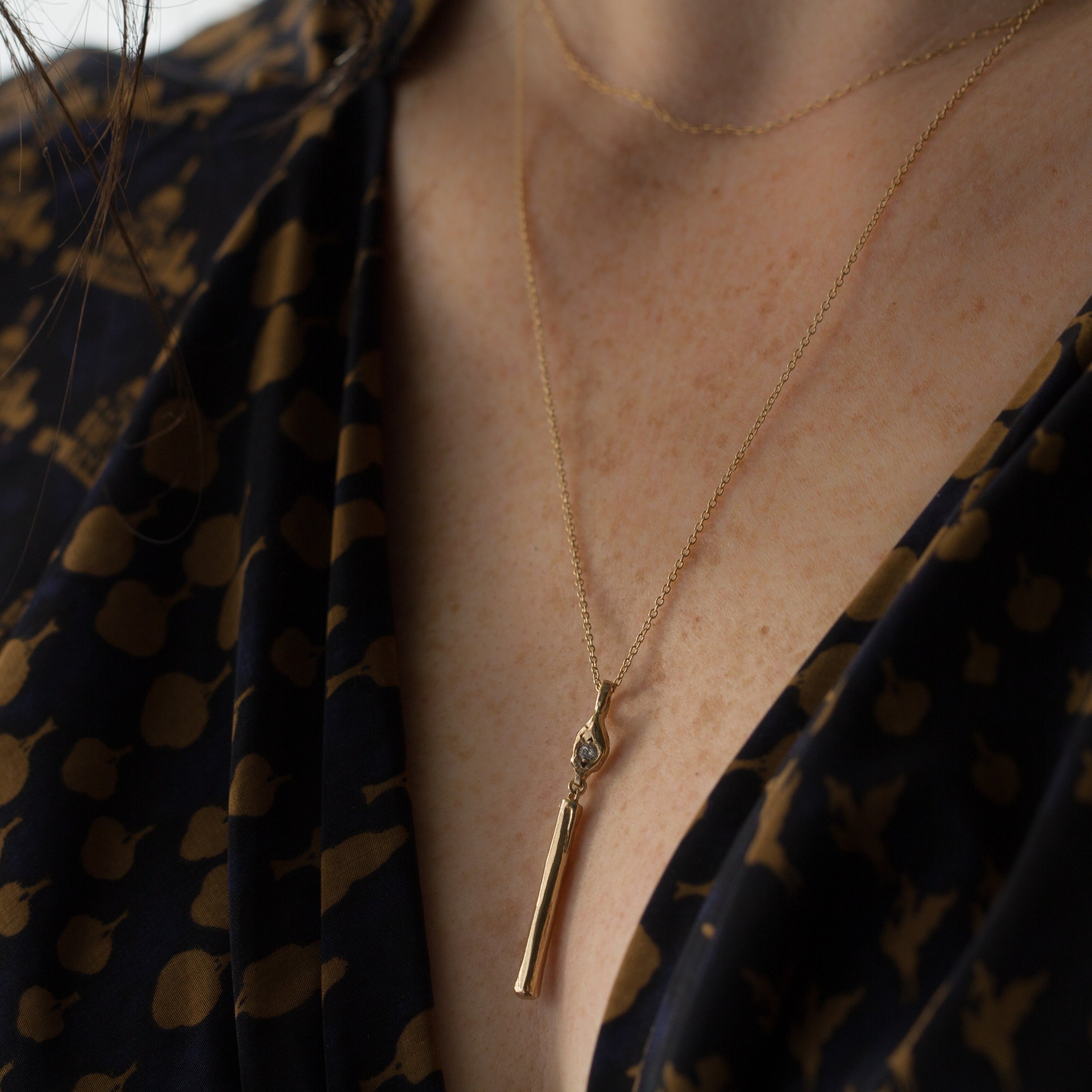 illumination necklace, solid gold necklace, ethically sourced diamond, kelly star lannen, 12th house jewelry, holiday gift ideas, drop necklace, ceremonial and celestial jewelry