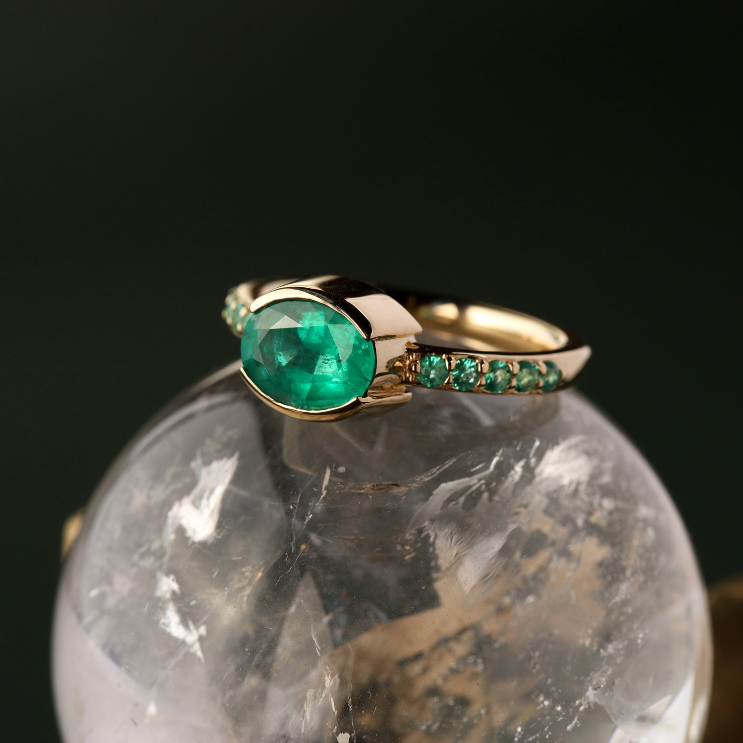 midheaven collection statement ring Mare Nubium Emerald engagement ring