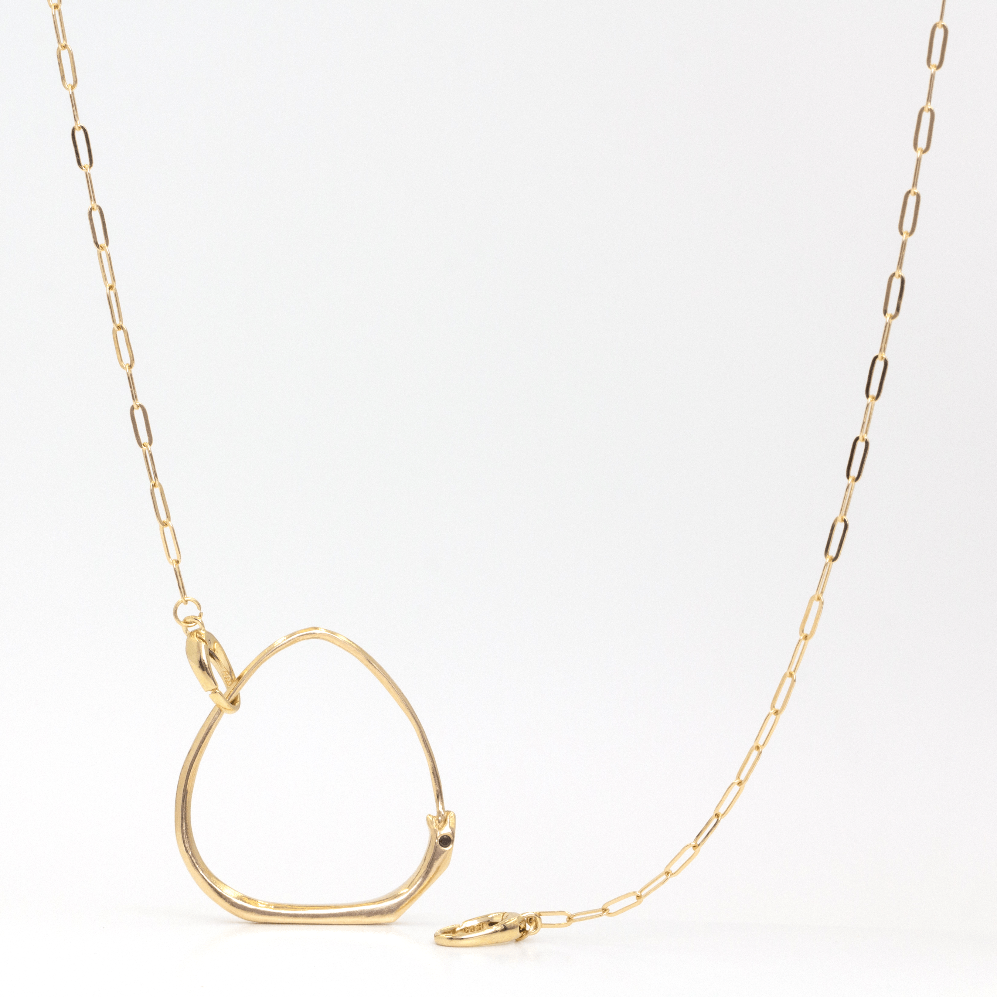 Fine Ouroboros Edit ouroboros pendant 14k yellow gold / black diamonds / 16 inch chain The Cosmic Ouroboros Necklace