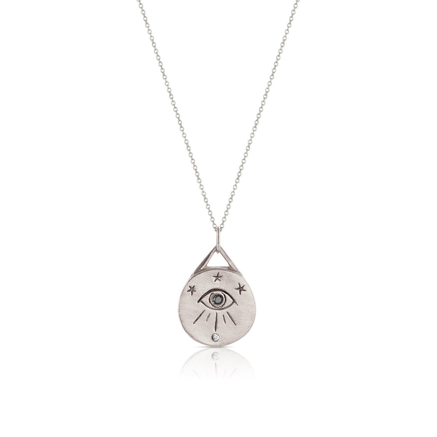 Fine Talisman Collection pendants and charms Adjustable 16 - 18 inch cable chain / 14k white gold palladium Third eye diamond talisman
